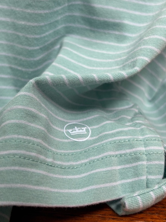 Peter Millar Men's XL Mint Green & White Striped Polo Shirt with Chest Pocket - Picture 5 of 8